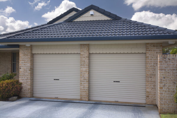 Double white roller garage door - JB Garage Doors