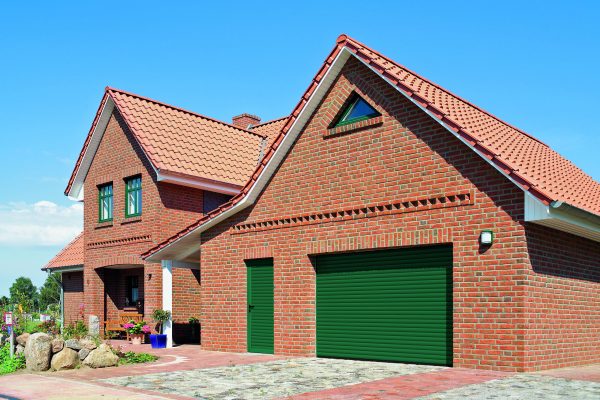 Single green garage side door - JB Garage Doors
