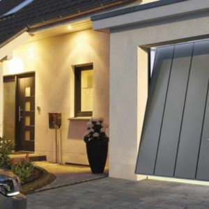 Single grey up & over garage door - JB Garage Doors
