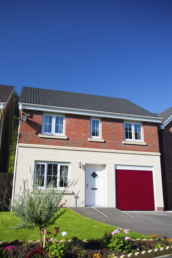 Single red SWS UK garage door - JB Garage Doors