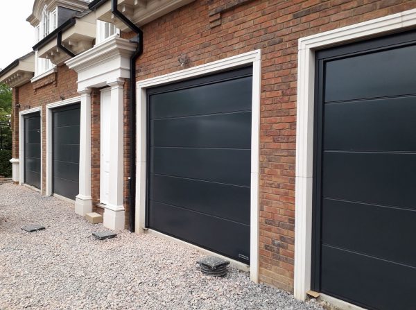 Triple black garage door gallery - JB Garage Doors