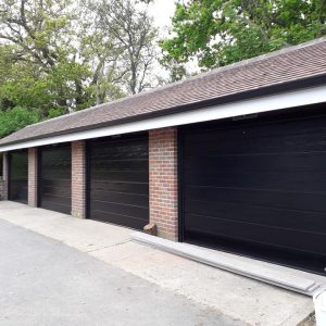 black garage door