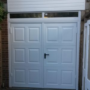 Single white side hinged garage door 3 - JB Garage Doors