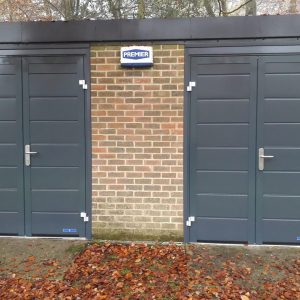 Double grey side hinged garage door - JB Garage Doors