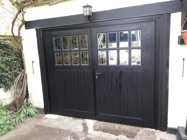 Single black Wessex garage door - JB Garage Doors