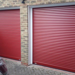 Double red SWS UK garage doors - JB Garage Doors