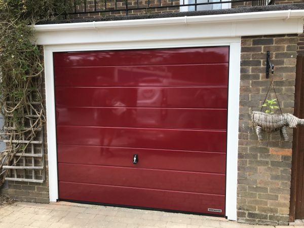 Single red garage door - JB Garage Doors