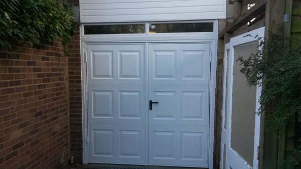 white garage door
