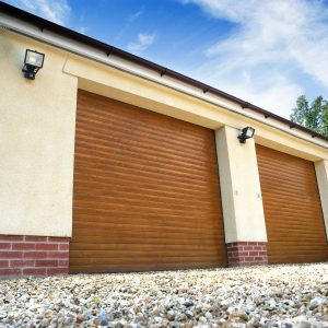 Double wooden roller garage door - JB Garage Doors
