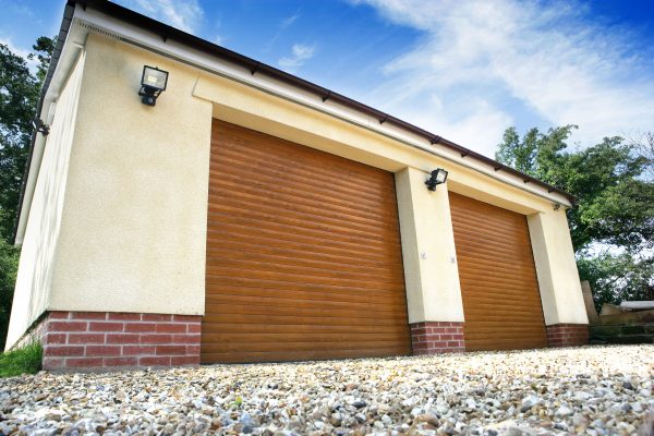 Double wooden roller garage door - JB Garage Doors