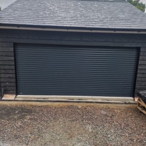 large black roller garage door