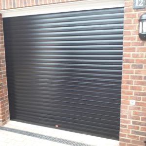 single black roller garage door
