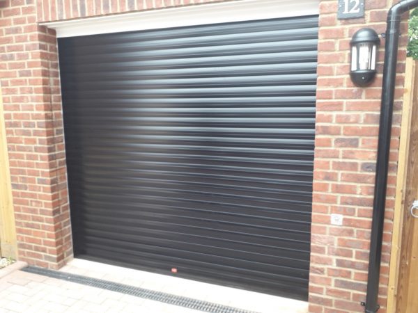 single black roller garage door