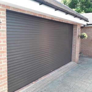 large brown roller garage door