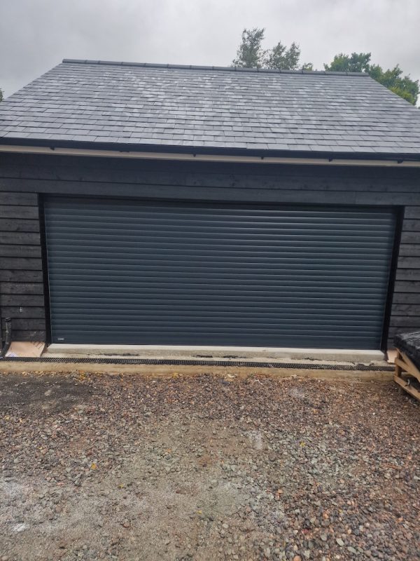 large black roller garage door
