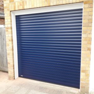 blue roller garage door