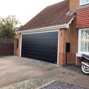 black sectional garage door