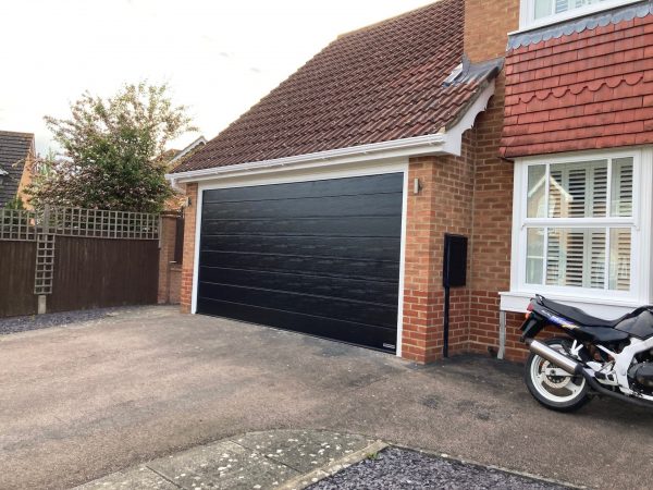 black sectional garage door