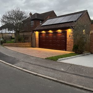 dark wooden sectional garage door