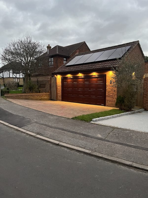 dark wooden sectional garage door