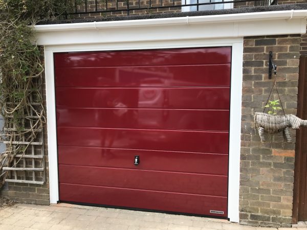 red sectional garage door