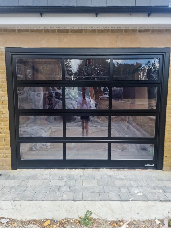 sectional garage door with windows