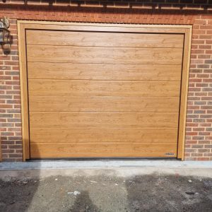 brown wooden sectional garage door