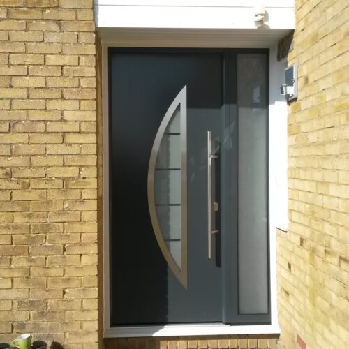 black composite front door