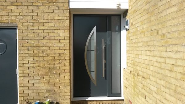 black composite front door