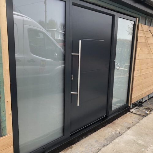 black composite front door