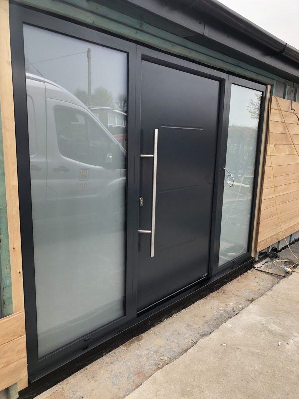 black composite front door