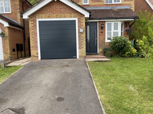 matching garage & front doors with white frame