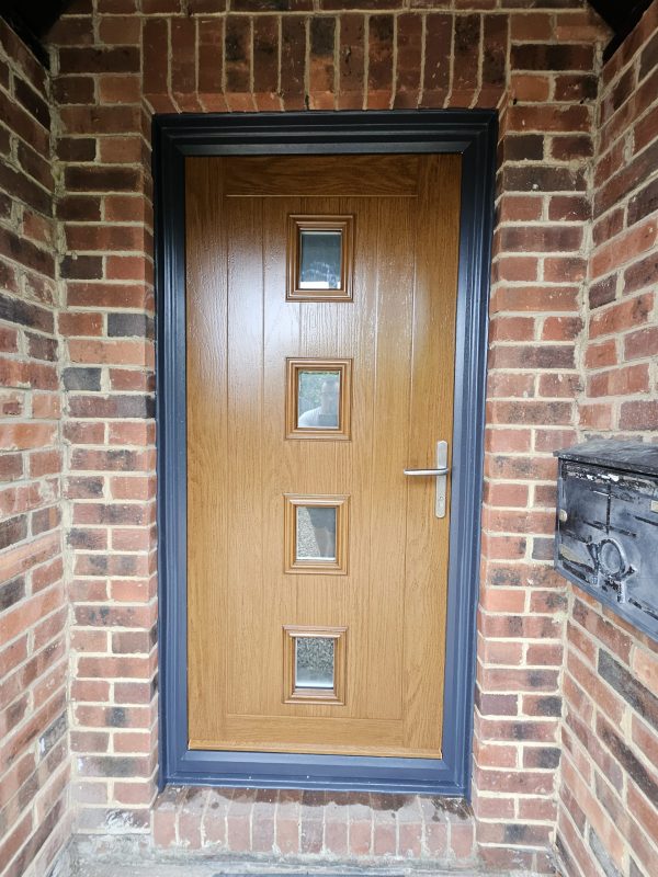 Wooden composite front door.