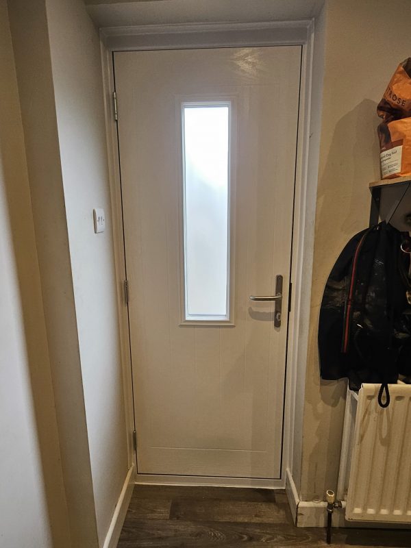 Composite front door indoor.