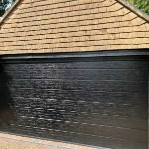 black electric garage door