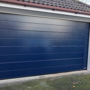 Steel blue Hormann garage door.