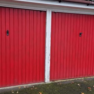 Before fitting the red Hormann garage door replacement.