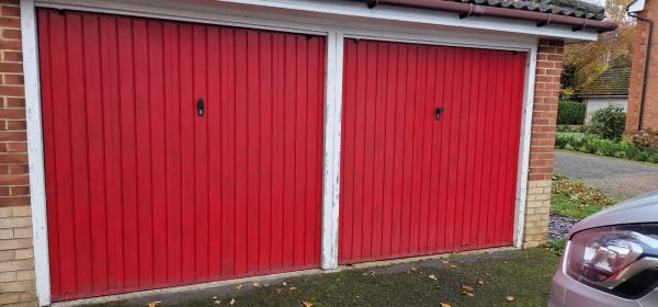 Before fitting the red Hormann garage door replacement.