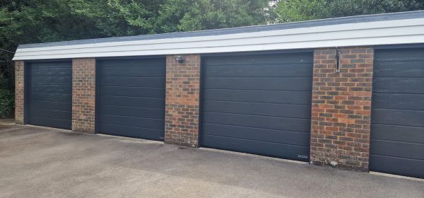 Anthracite grey Hormann ribbed garage door.