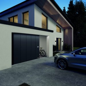 Modern house with a Hormann sliding garage door.