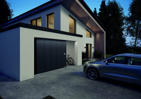 Modern house with a Hormann sliding garage door.